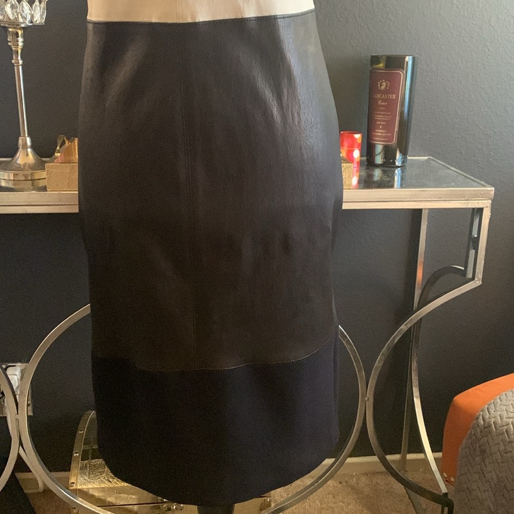 A.L.C. Curil Colorblock Lambskin Leather Panel Sheath Dress - Picture 6 of 8